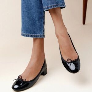 Repetto Red Patent Ballet Flats with Low Block Heel